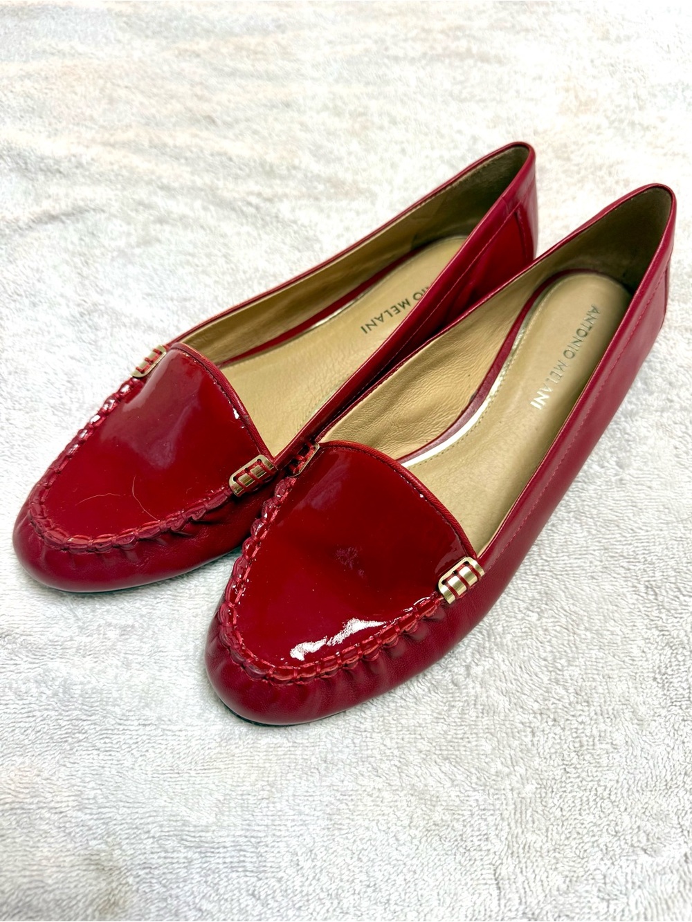 ANTONIO MELANI Red Patent Leather Loafers
